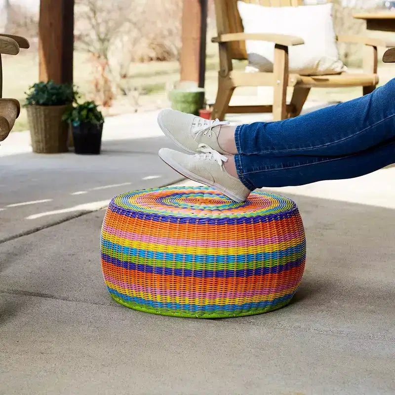 Handwoven Resin Ottoman Table