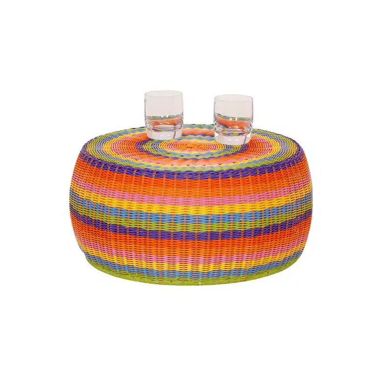 Handwoven Resin Ottoman Table