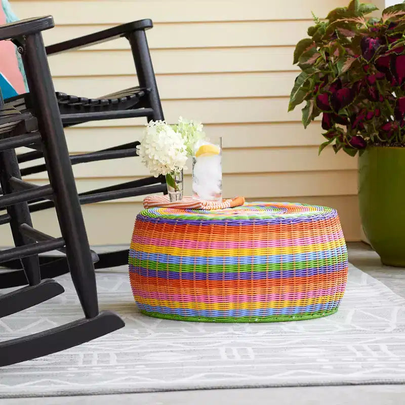 Handwoven Resin Ottoman Table