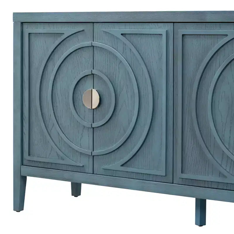 Retro-Sideboard mit kreisförmigem Rillendesign, runde Metall-Türgriffe