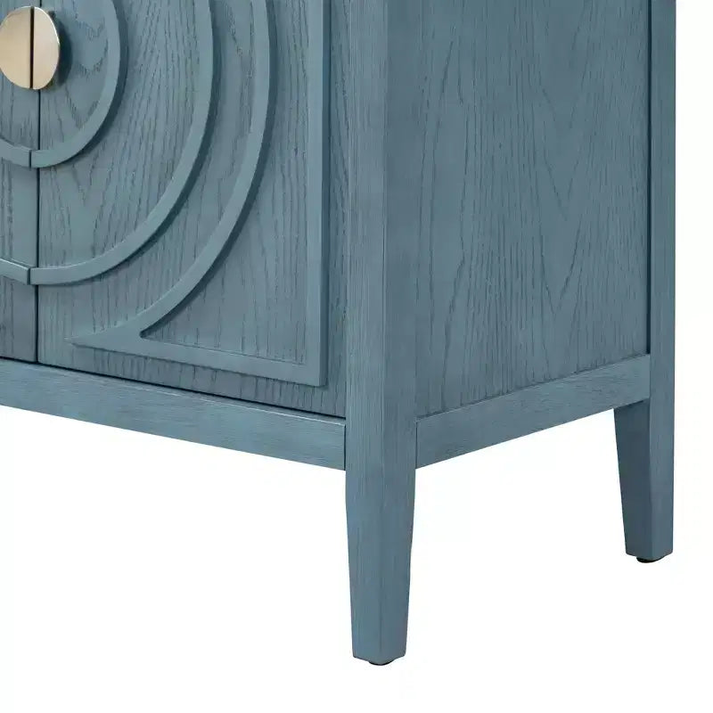 Retro-Sideboard mit kreisförmigem Rillendesign, runde Metall-Türgriffe