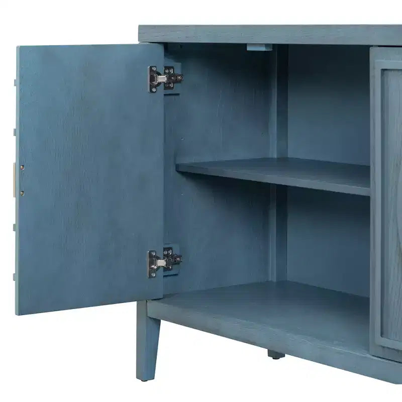 Retro-Sideboard mit kreisförmigem Rillendesign, runde Metall-Türgriffe