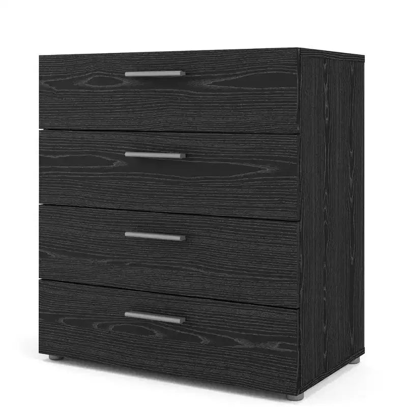 Kommode mit 4 Schubladen, schwarze Holzmaserung