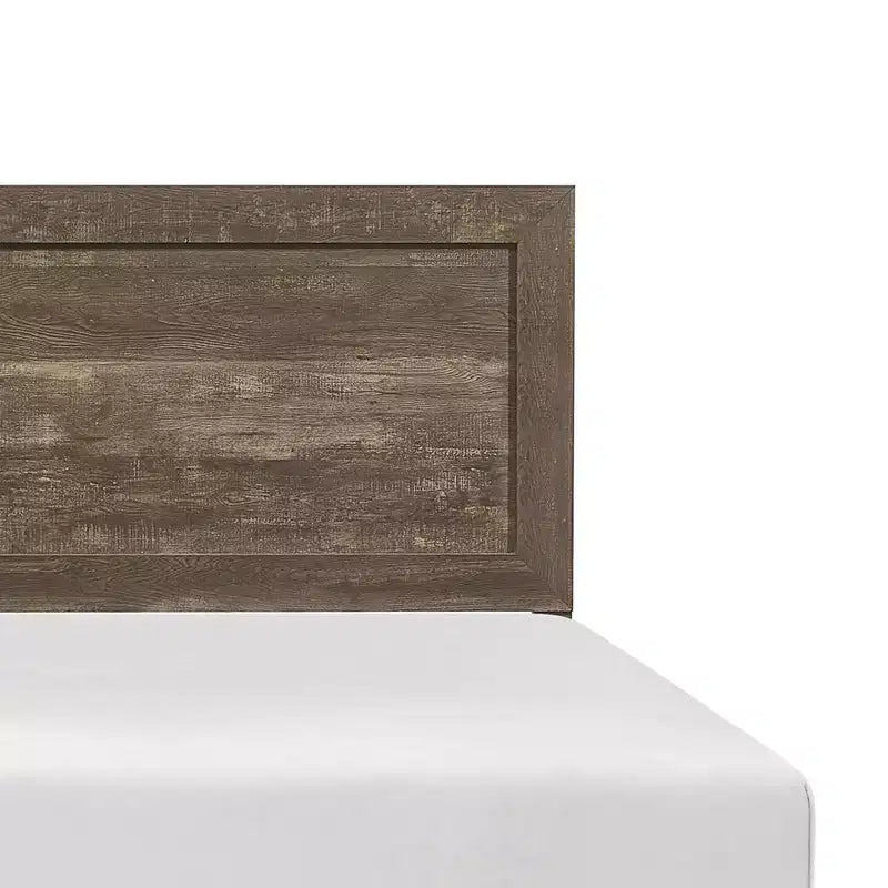 Rustikales braunes Vollholz-Bett mit Paneelen, Doppelbettgröße