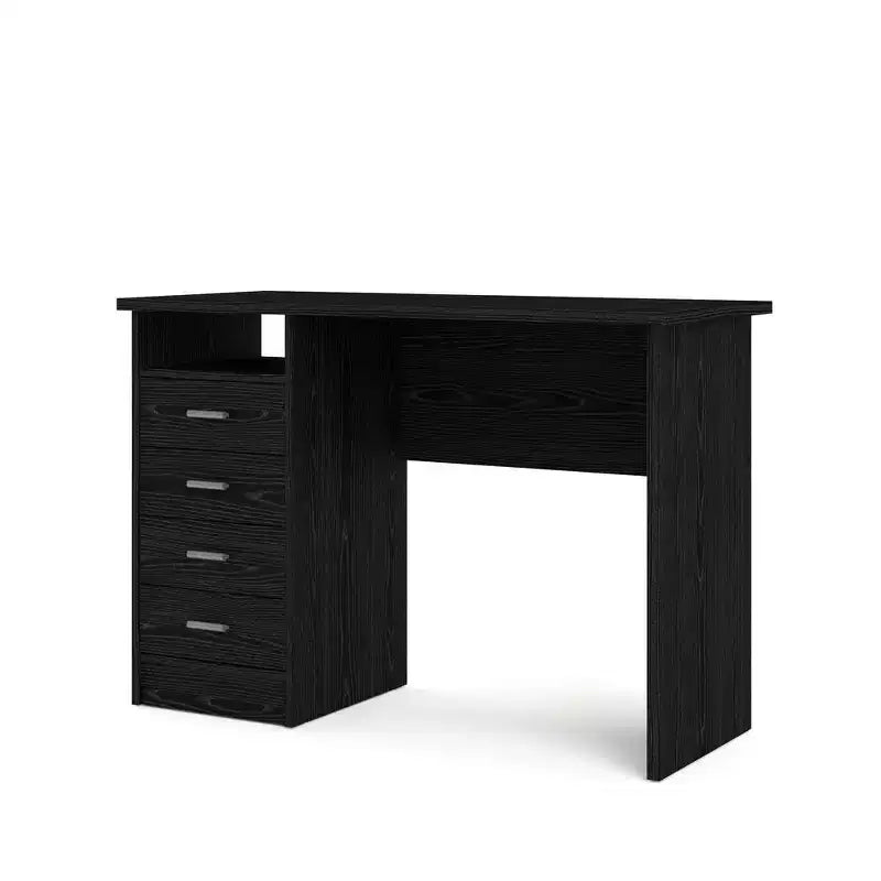 Desk with 4 Drawers Black Woodgrain
