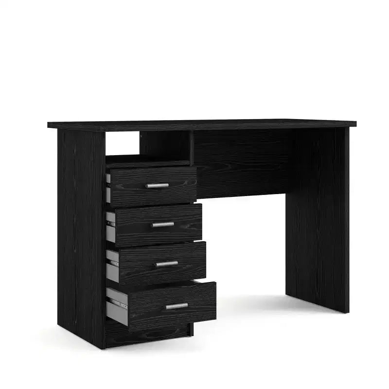Scrivania con 4 cassetti effetto legno nero