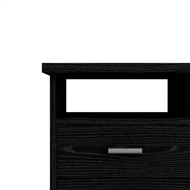 Scrivania con 4 cassetti effetto legno nero