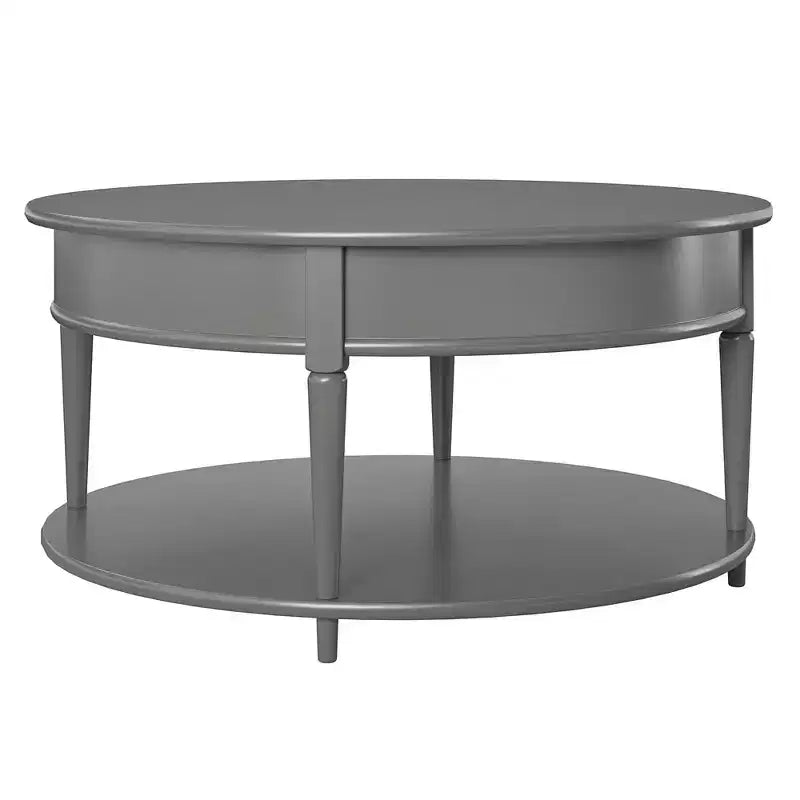 Runder Couchtisch mit zwei Ablagen, grau