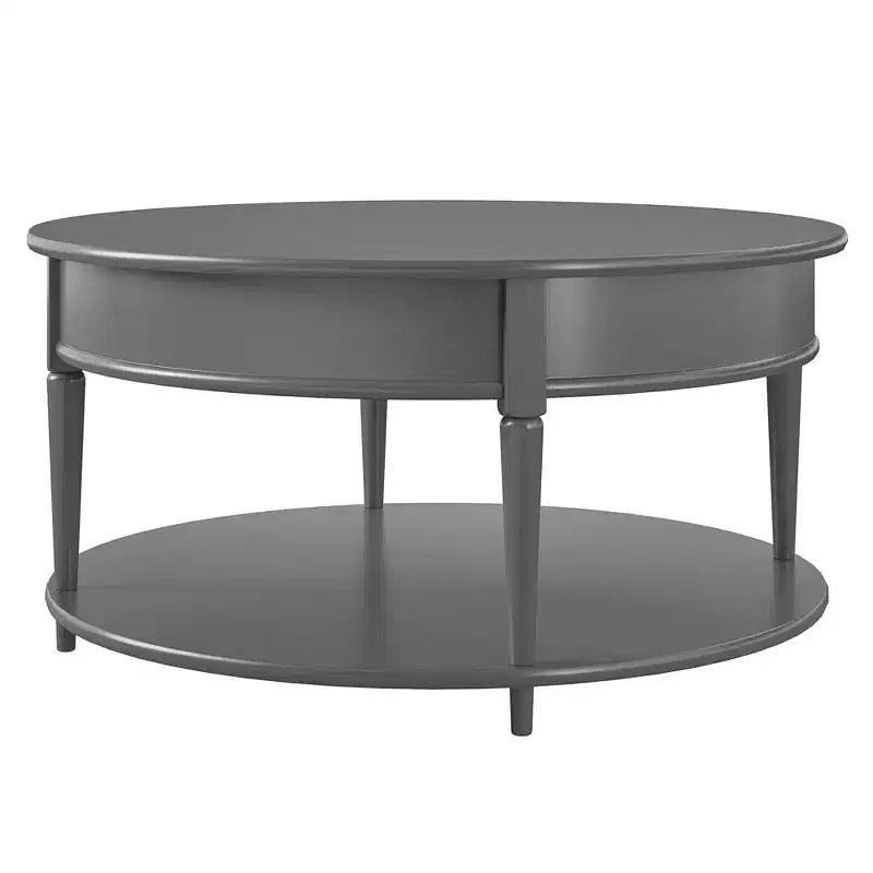 Runder Couchtisch mit zwei Ablagen, grau