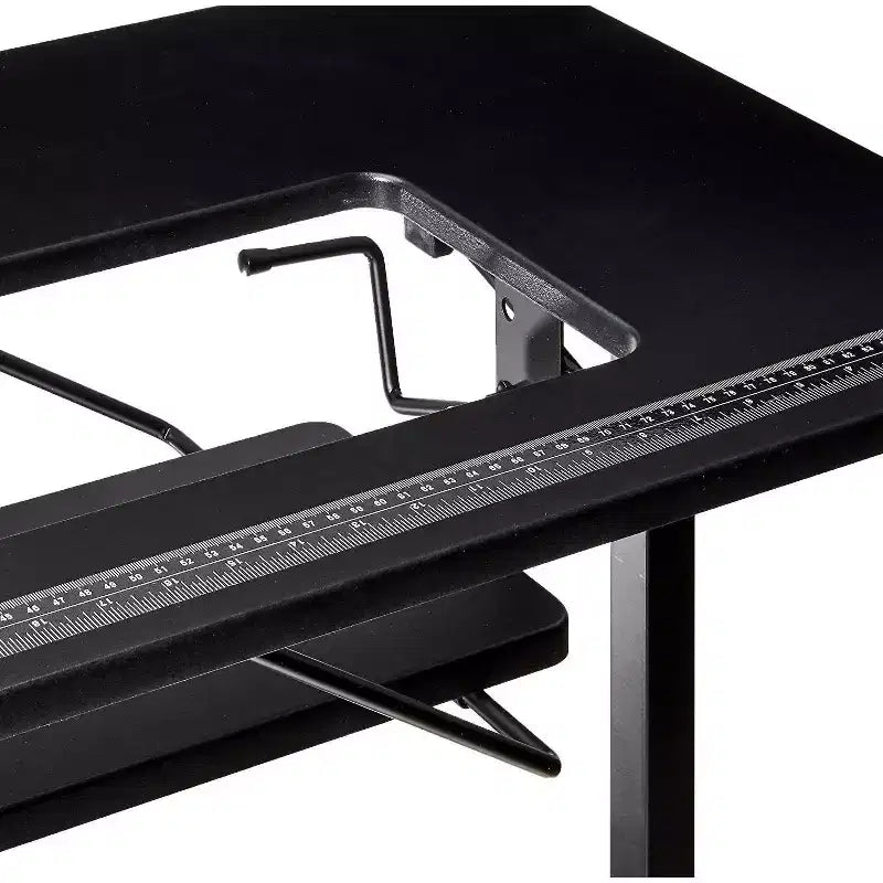 Mesa de costura portátil plegable con patas de acero, negra