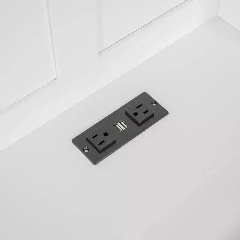 Tweepersoons/volledig huisbed met raam platformbedframe, nachtladen, planken, stopcontacten en USB-poort, wit