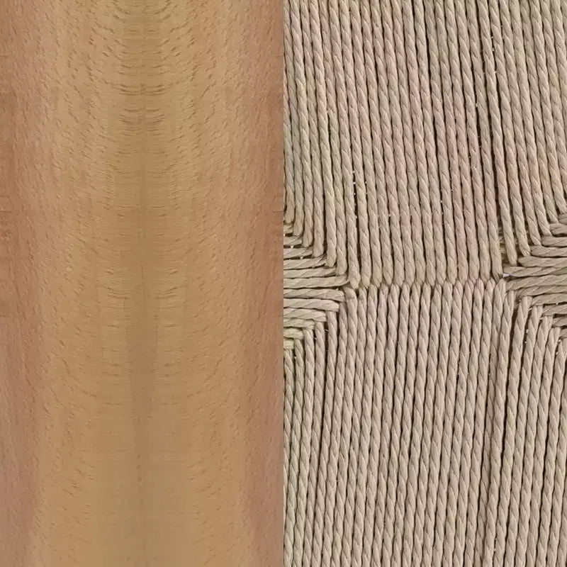 Stapelbare eetkamerstoel met Y-rugontwerp, massief houten frame, gevlochten kraftpapier touwzitting