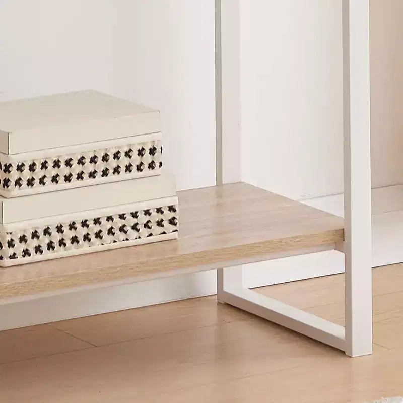 Mesa consola con estantes, mesa moderna de metal y madera para sofá, sala, entrada, pasillo