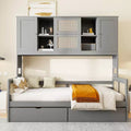 Twin/Full Daybed with and Storage Bookcase, Wooden Day Bed with Storage Cabinets Shelves