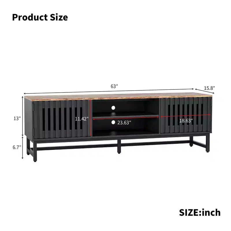 63 Zoll moderner TV-Ständer mit Lamellentüren und Stauraum