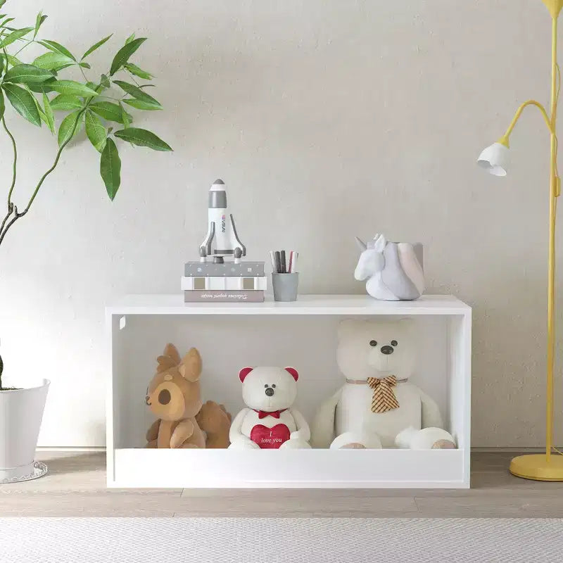Offene Spielzeug-Aufbewahrungsbox für Kinder, Holz-Organizer-Behälter, großer Stauraum, Weiß