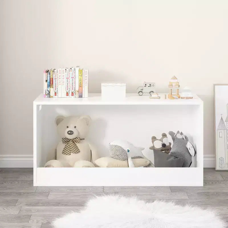 Offene Spielzeug-Aufbewahrungsbox für Kinder, Holz-Organizer-Behälter, großer Stauraum, Weiß