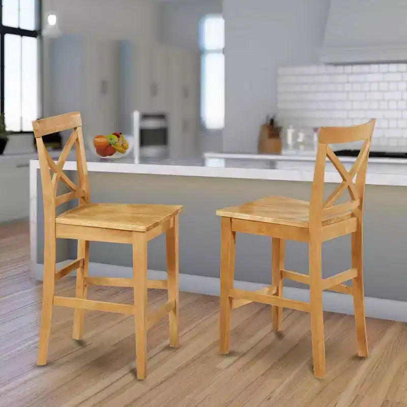 41,5 Zoll hoher Barhocker mit Rückenlehne, braune Holzoptik, 2er-Set