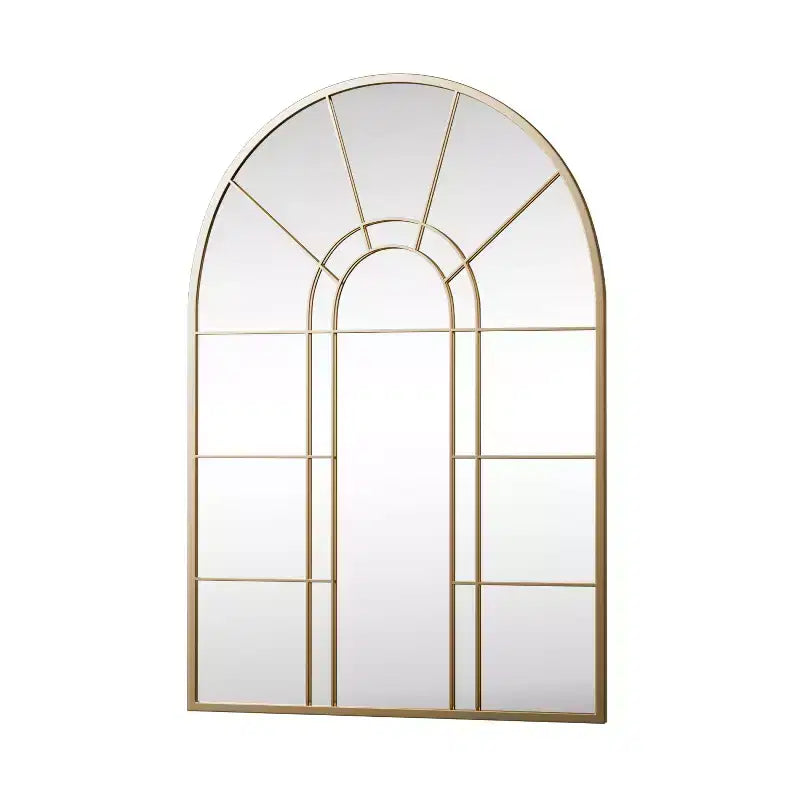 HomeRoots 41 Black Metal Arch Window Pane Framed Accent Mirror