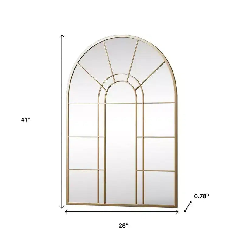 41" Black Metal Arch Window Pane Framed Accent Mirror