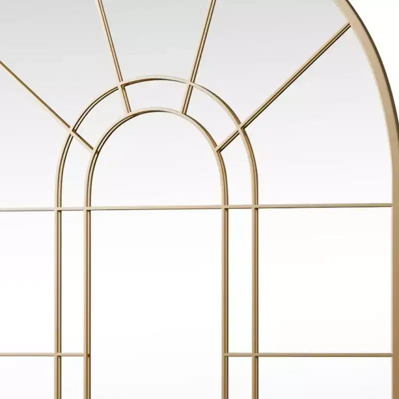41" Black Metal Arch Window Pane Framed Accent Mirror