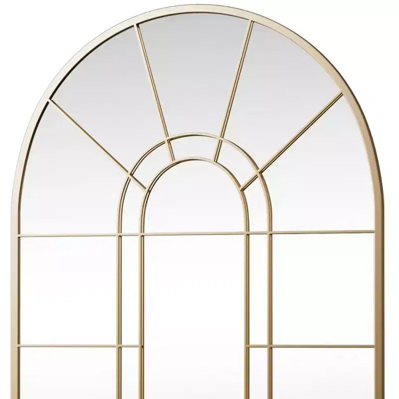 41" Black Metal Arch Window Pane Framed Accent Mirror