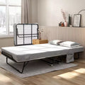 Lit pliant avec matelas, lit pliable portable sur roues avec poche de rangement latérale