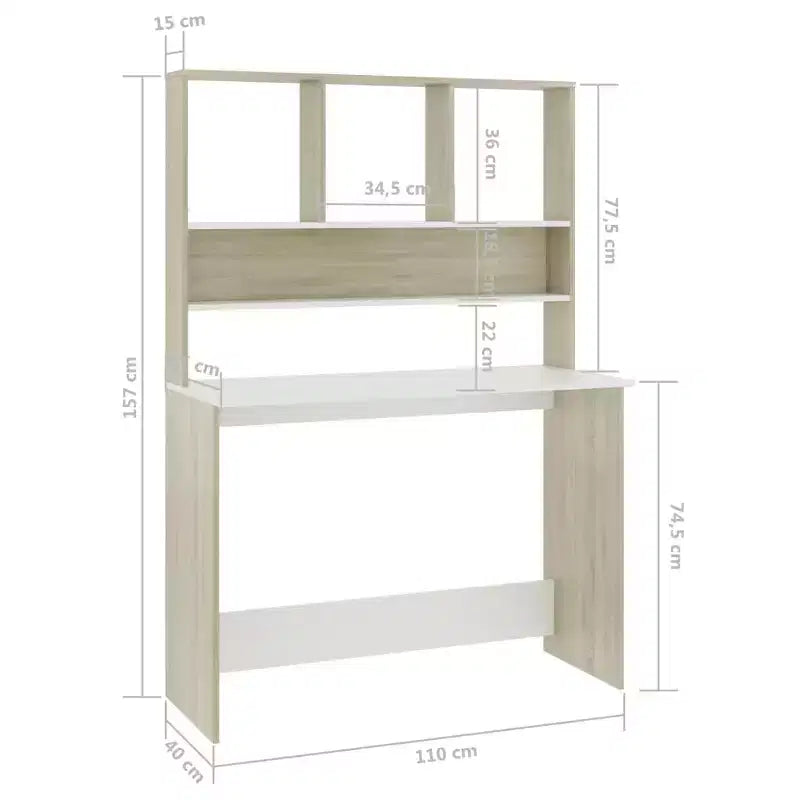 Modern Floating Desk with 3 Shelves, Wall Mounted Computer Desk with Matte Finish