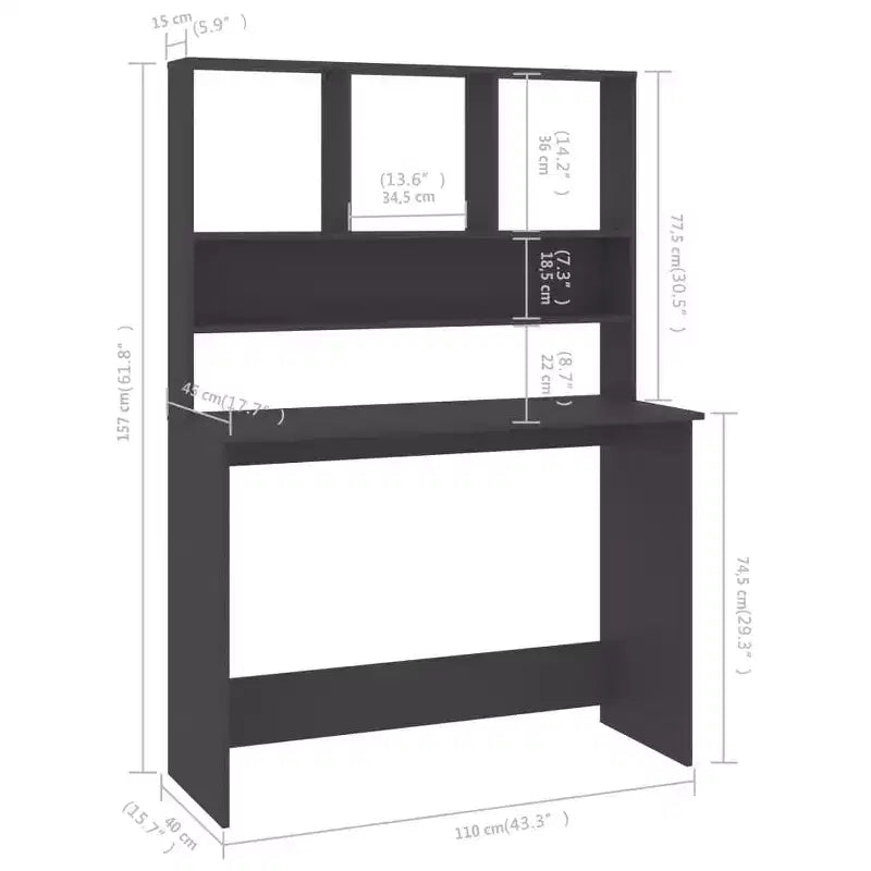 Modern Floating Desk with 3 Shelves, Wall Mounted Computer Desk with Matte Finish