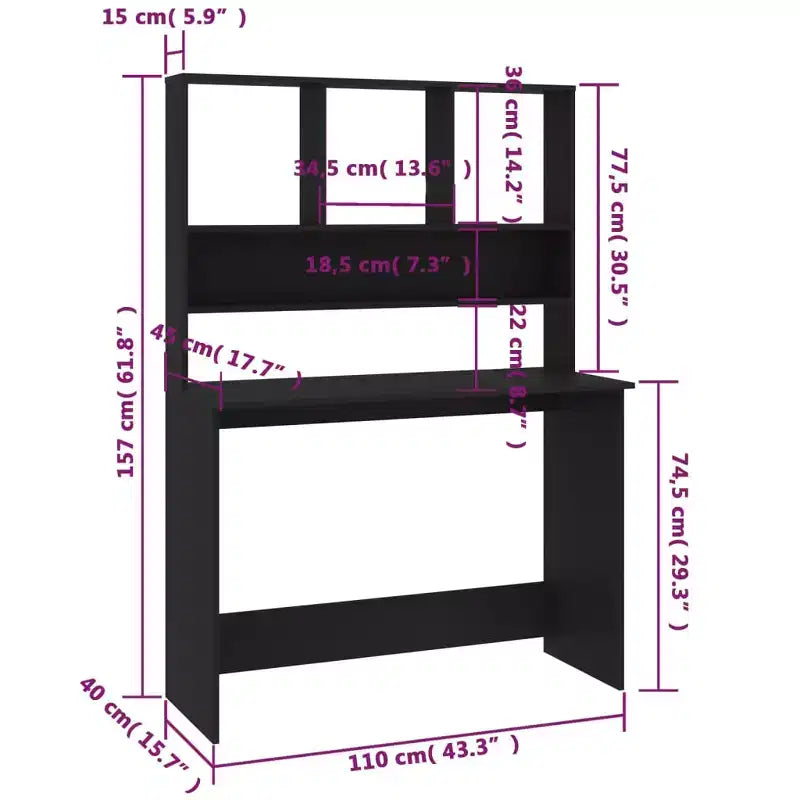 Modern Floating Desk with 3 Shelves, Wall Mounted Computer Desk with Matte Finish