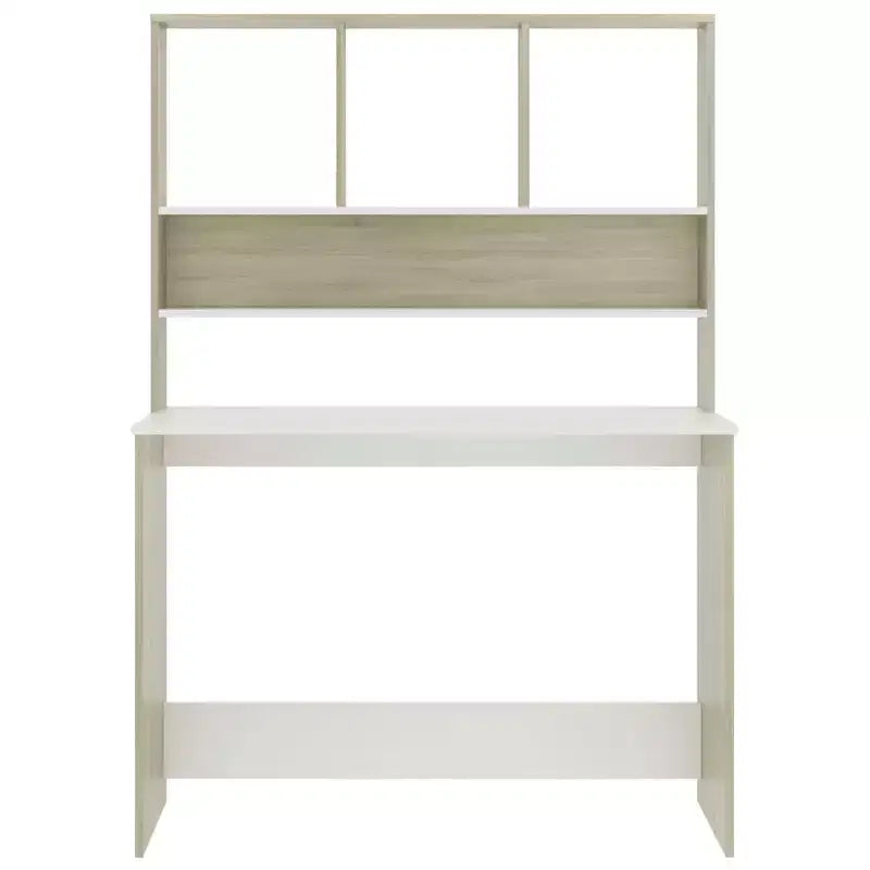 Modern Floating Desk with 3 Shelves, Wall Mounted Computer Desk with Matte Finish