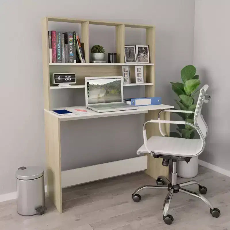 Modern Floating Desk with 3 Shelves, Wall Mounted Computer Desk with Matte Finish