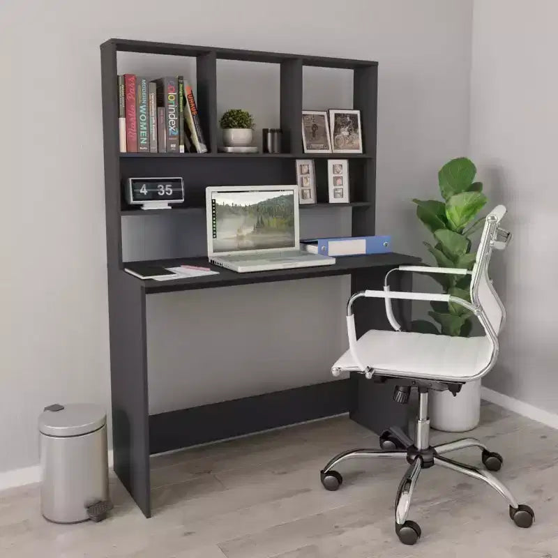 Modern Floating Desk with 3 Shelves, Wall Mounted Computer Desk with Matte Finish