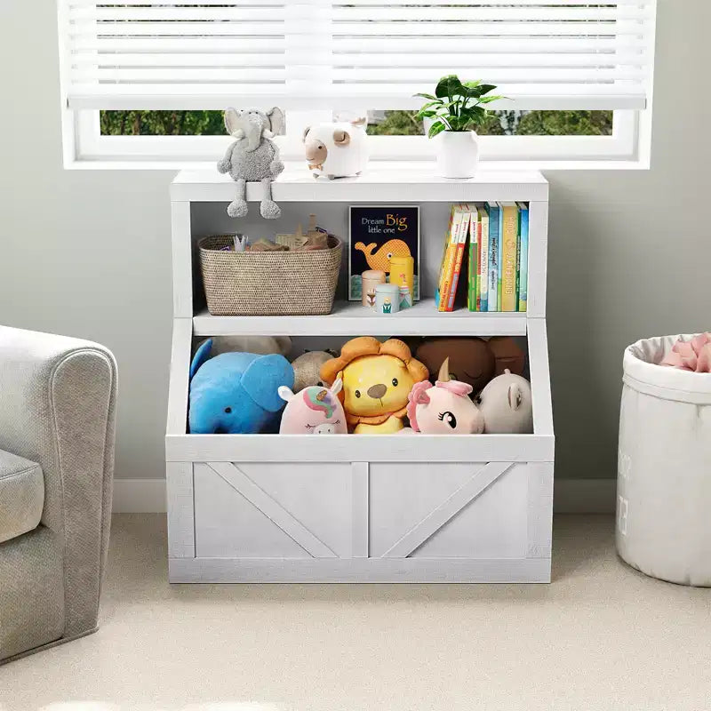 Kids Bookshelf, Storage Organizer Cabinet with Anti-Tipping Device, Waterproof Toddler Organizer Box for Nursery, Playroom, Bedroom, Hallway