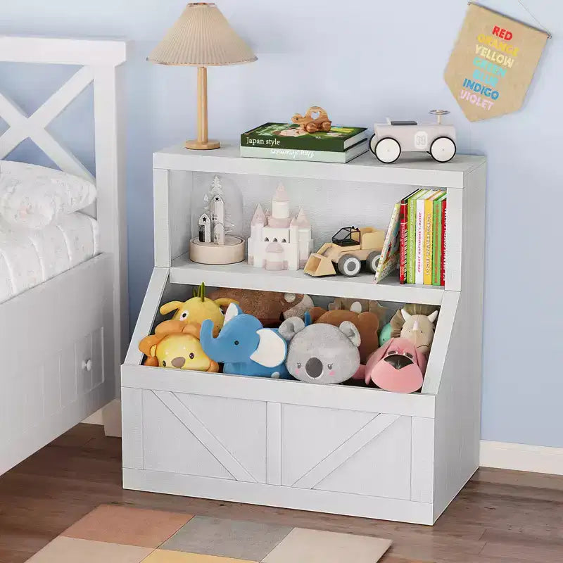 Kids Bookshelf, Storage Organizer Cabinet with Anti-Tipping Device, Waterproof Toddler Organizer Box for Nursery, Playroom, Bedroom, Hallway