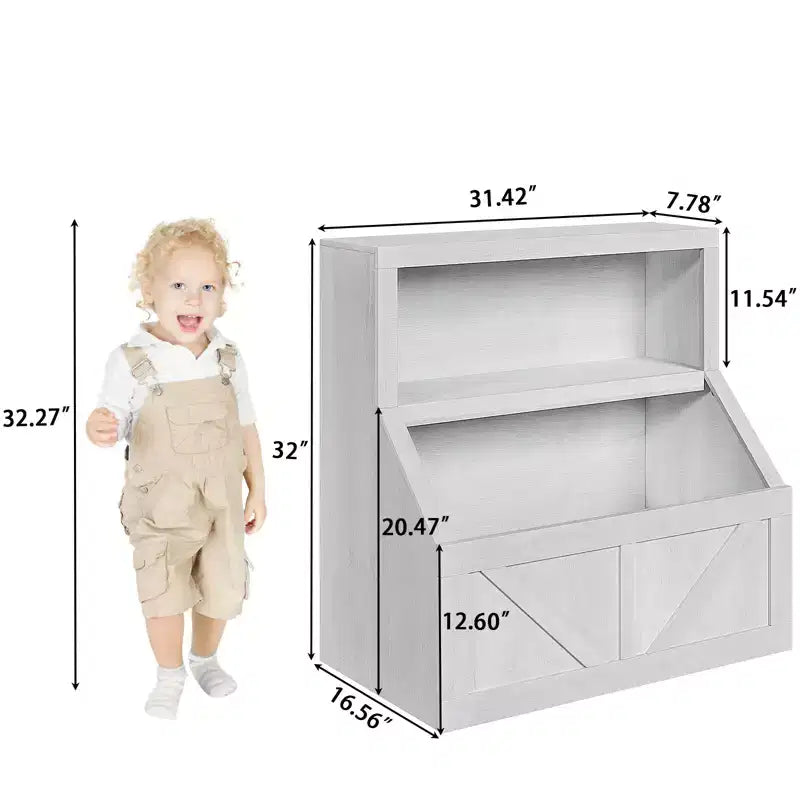 Kids Bookshelf, Storage Organizer Cabinet with Anti-Tipping Device, Waterproof Toddler Organizer Box for Nursery, Playroom, Bedroom, Hallway