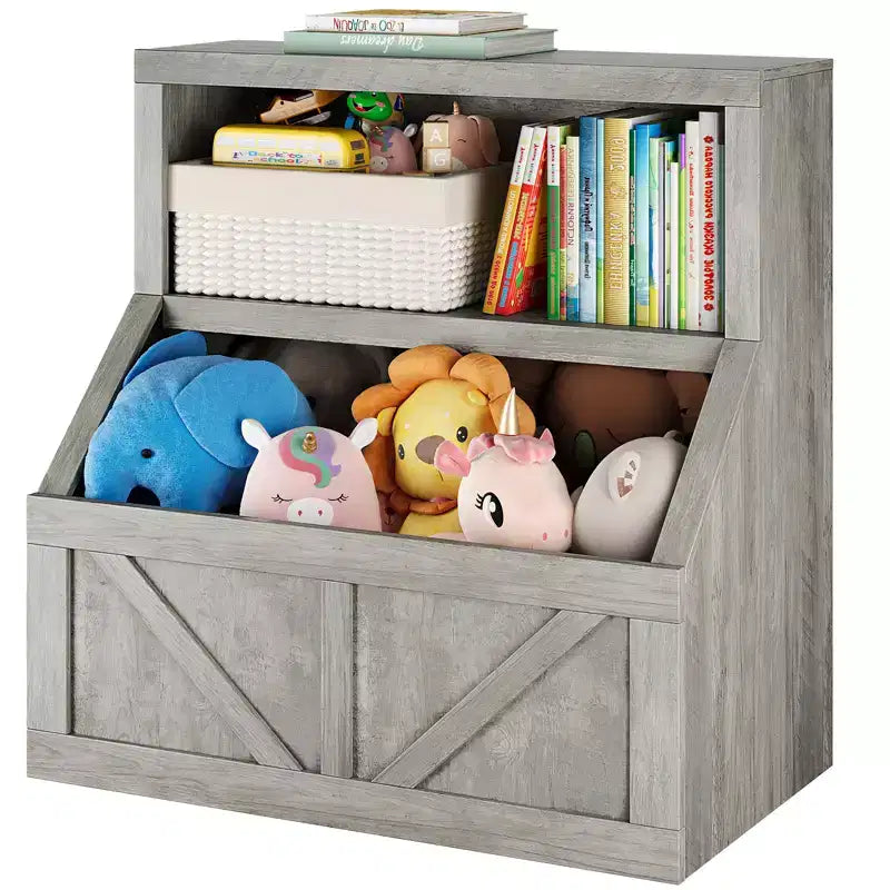 Kids Bookshelf, Storage Organizer Cabinet with Anti-Tipping Device, Waterproof Toddler Organizer Box for Nursery, Playroom, Bedroom, Hallway