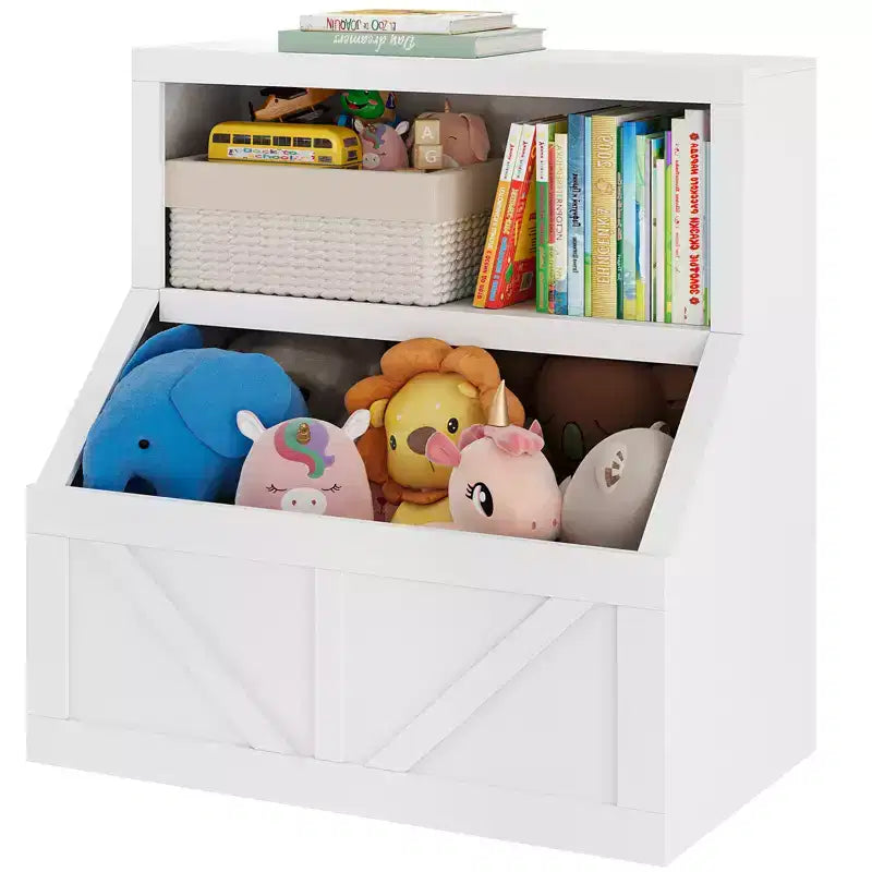 Kids Bookshelf, Storage Organizer Cabinet with Anti-Tipping Device, Waterproof Toddler Organizer Box for Nursery, Playroom, Bedroom, Hallway