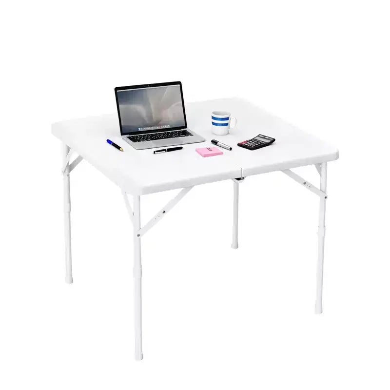 34 Zoll quadratischer Klapptisch, multifunktionaler tragbarer faltbarer Kartentisch mit Tragegriff für Innen- und Außenbereich, Camping, Kunststoff-Tischplatte