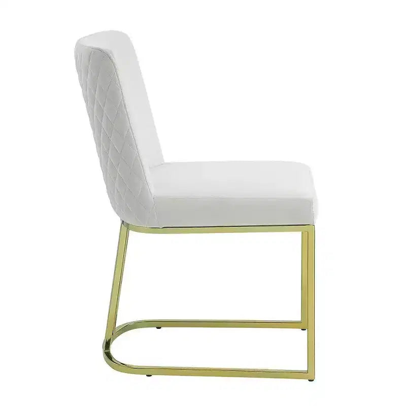 24 Zoll Esszimmerstuhl-Set, 2 Stück, weicher offwhite Samt, goldfarbener Metallfuß