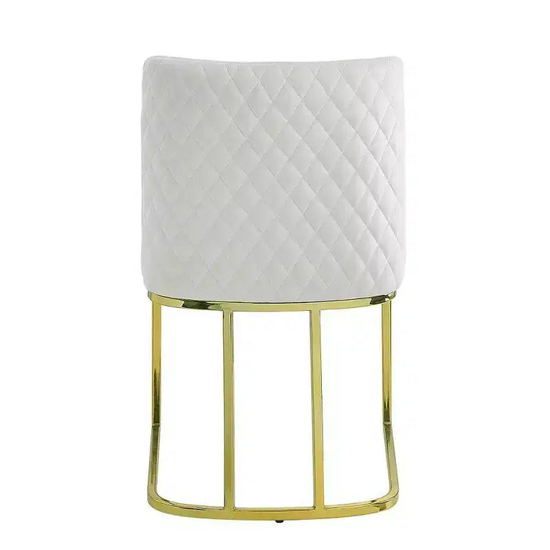 Set di 2 sedie da pranzo laterali da 24 pollici, velluto morbido bianco sporco, base in metallo dorato