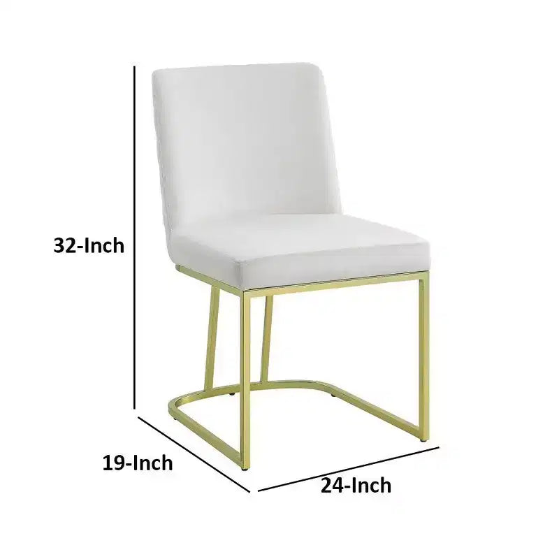 24 Zoll Esszimmerstuhl-Set, 2 Stück, weicher offwhite Samt, goldfarbener Metallfuß