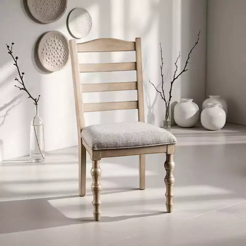 Royal Hampton Dining Side Chair Set of 2, Turned Legs, Light Brown Solid Wood