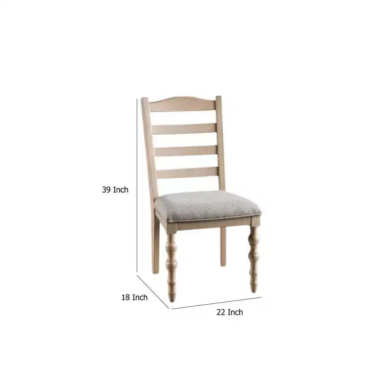 Set di 2 sedie da pranzo, gambe tornite, legno massello marrone chiaro
