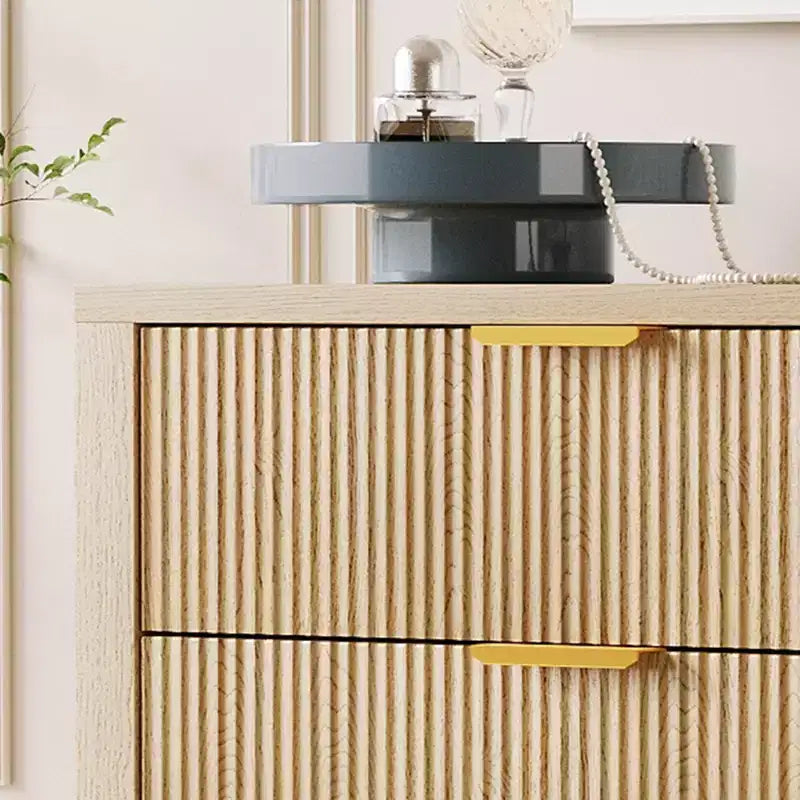 Geriffelte Kommode mit 5 Schubladen, 45" hohe schlanke Holzkommode für kleine Räume, moderner Landhausstil