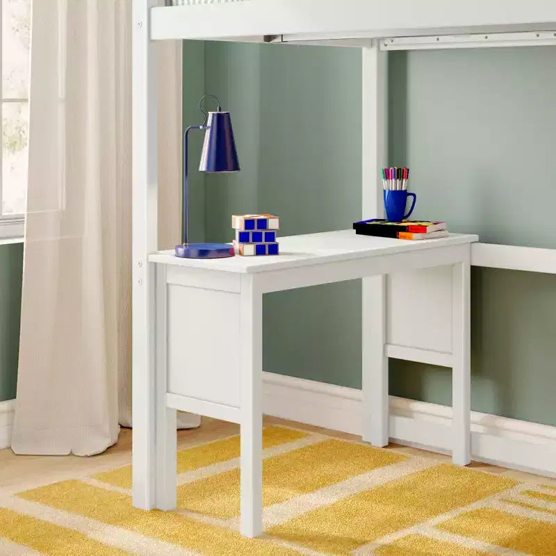 Klassisches Hochbett für Einzelbett (Leiter am Ende) + Schreibtisch + Treppe