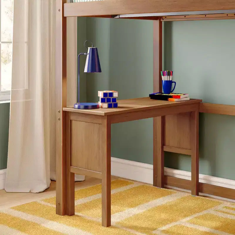 Klassisches Hochbett für Einzelbett (Leiter am Ende) + Schreibtisch + Treppe