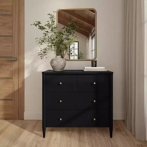 Commode à 3 tiroirs avec tiroir supérieur divisé, style milieu du siècle moderne