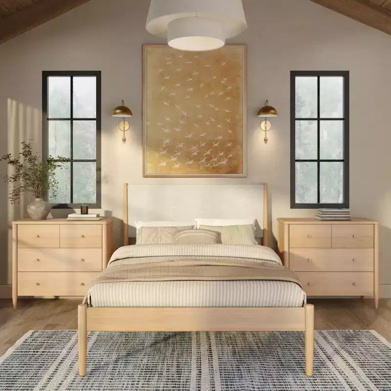 3-laden commode met verdeelde bovenlade, mid-century modern