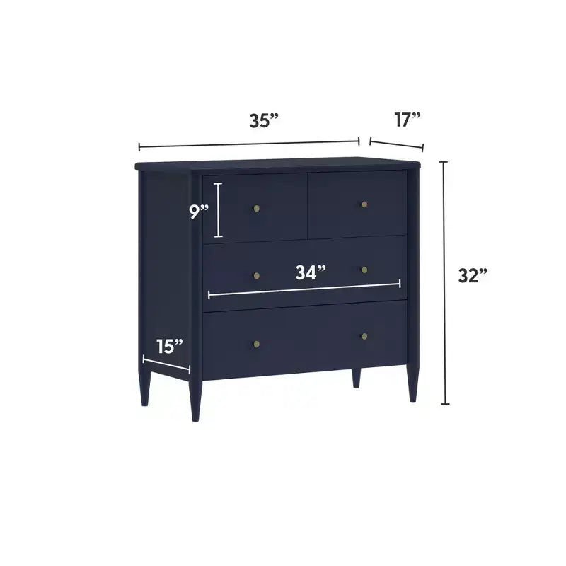 3-laden commode met verdeelde bovenlade, mid-century modern